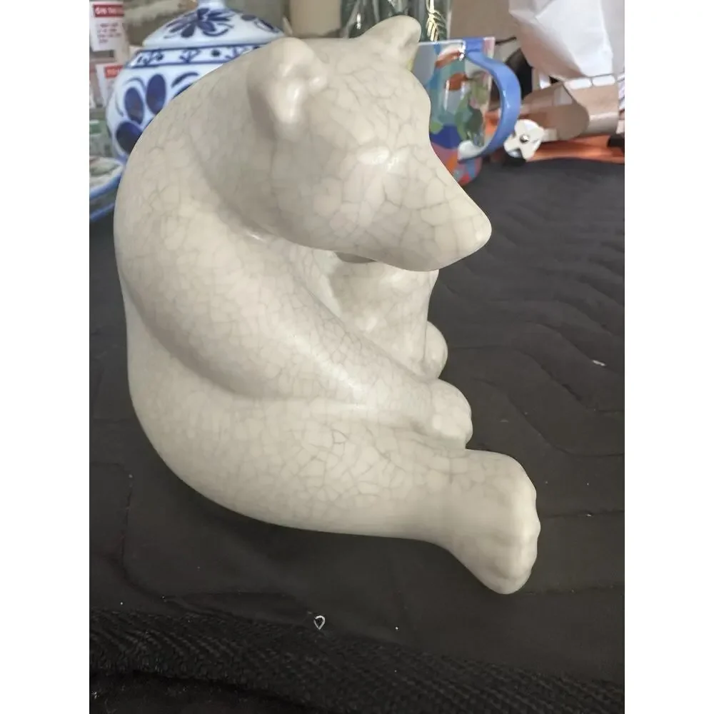 Anthropologie Candle Holder ARCTIC WOODLAND Taper POLAR BEAR Crackle 4